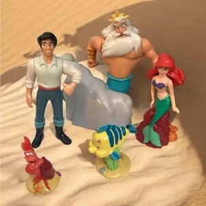 Vintage Disney The Little Mermaid Figures, Set of 5, Use as Cake Toppers